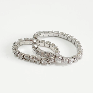 Minimalist S925 sterling silver ring set with micro-pave cubic zirconia stones