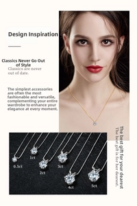 Classic six-prong moissanite necklace sizes 0.5ct to 5ct in gold and silver finishes