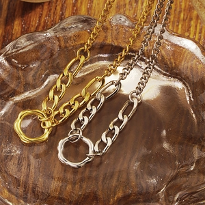 Collana con Ciondolo a Cerchio in Acciaio al Titanio con Catena Giuntata Minimalista Europeo Americano per Donna Gioielli con Catena a Clavicola Versatili
