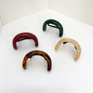 Élastique à Cheveux Vintage en Résine en U pour Femmes Motif Marbré Rétro Bandeau Élastique Géométrique Accessoires de Mode