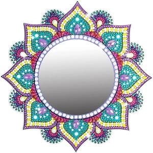 Specchio compatto Mandala fai-da-te con diamanti, strass colorati e design floreale