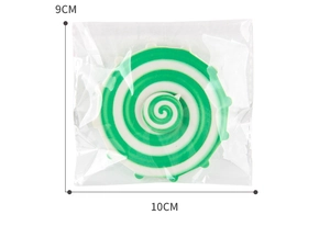Detailed dimensions showing 9cm and 10cm for the rainbow fidget spinner in packaging