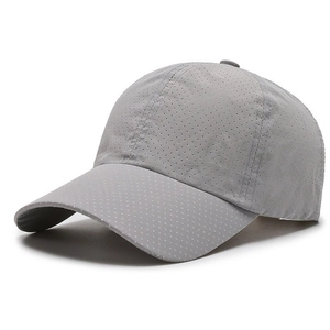 Breathable grey mesh baseball cap for summer sports with quick-dry fabric and sun protection