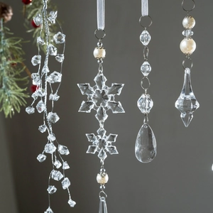 Elegant clear acrylic snowflake and teardrop ornaments for Christmas tree decoration