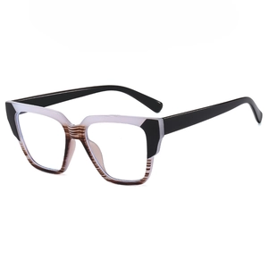 Retro square TR90 blue light blocking glasses with black and purple cat-eye frame