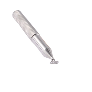 Professional silver stainless steel dermal anchor insertion tool with knurled handle grip