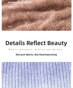 Détail de la maille violette et de la doublure épaisse en polaire marron pour la chaleur d'hiver