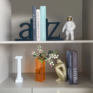 Nordic navy blue alphabet bookends A to Z for modern office shelf decor