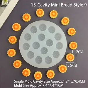 Detailed 15-cavity mini flower silicone mold for DIY bread and candy decorations