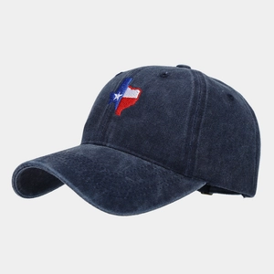 Casquette baseball bleu marine avec broderie drapeau du Texas effet délavé