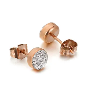 Geometrische Sechseck Runde Ohrstecker Edelstahl Mit Mikro Pave Strass Eleganter Modeschmuck Für Frauen