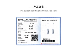 Authentic S925 sterling silver long leaf tassel earrings with quality inspection certificate