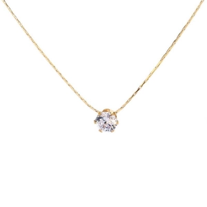 Elegant gold six-prong solitaire pendant necklace with a sparkling round diamond-cut stone