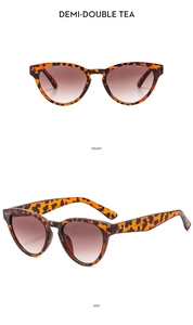 Front and side views of tortoise shell sunglasses with brown gradient lenses