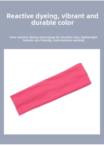 Close-up of pink breathable sports headband fabric texture with moisture-wicking technology