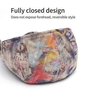 Tie-dye graffiti beret hat for women with reversible full-closure artistic design