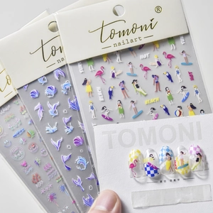 Nail Art Stickers Ultra Thin 5D Embossed Summer Beach Mermaid Fish Tail DIY Manicure Decoration For Women Girls