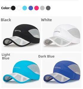 Detail of breathable mesh texture on quick-dry sports caps in multiple colors