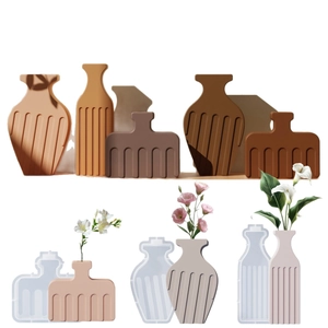 Moules en silicone pour vases géométriques et vases décoratifs aux tons terre