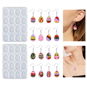 Easter Egg Silicone Mold For Resin Casting DIY Jewelry Earring Pendant Keychain Making Rabbit Chick Patterns Decorative