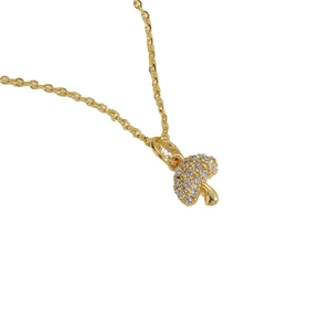 14K gold plated paperclip chain necklace with a zircon-encrusted mushroom pendant