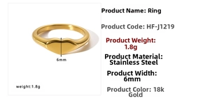 Detailed specs showing heart ring dimensions in 18k gold plated stainless steel