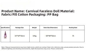 Detail view of Brazilian Carnival gnome decoration with plush fabric and colorful patterns
