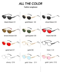 Steampunk sunglasses color chart showing various frame and lens options for selection