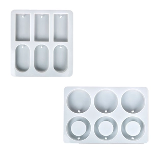 6-cavity silicone resin molds for jewelry making with oval round and ring shapes