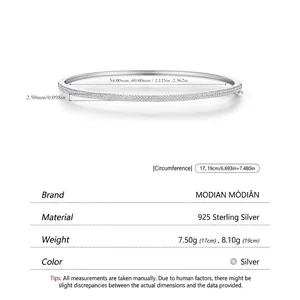 Sparkling S925 sterling silver full diamond bangle for women with luxury pave design