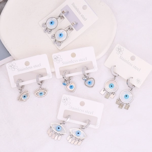Evil Eye Dangle Earrings Stainless Steel Bohemian Tassel Drop Jewelry For Women Fashion Trendy Ethnic Style