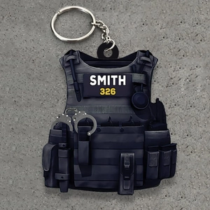 Creative Police Tactical Vest Acrylic Keychain Flat 2D Police Uniform Backpack Pendant Professional Gift Keyring For Men Women