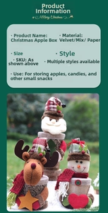 Detail of Christmas gift boxes featuring Santa, reindeer, and snowman in soft felt fabric
