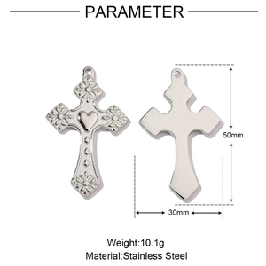 Detailed size parameter diagram of the silver stainless steel cross pendant