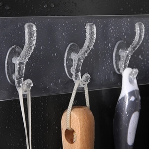 Ganci adesivi trasparenti impermeabili con 6 ganci per cucina e bagno moderno