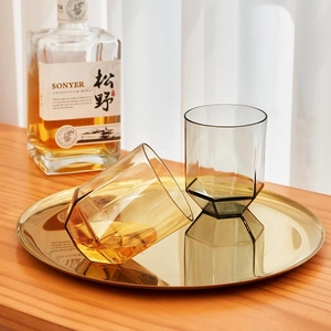 Hexagonal Mouthwash Cup Toothbrush Holder Tumbler Transparent Plastic PS Material Shatterproof Modern Geometric Bathroom