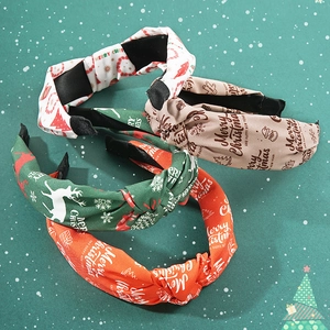 Vierer-Set Weihnachts-Stirnbänder in Rot, Grün und Weiß mit festlichen Motiven