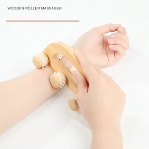 Tragbares Handmassagegerät aus Holz mit Rollen zur tiefen Muskelentspannung und Massage