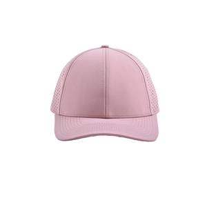 Quick-dry pink baseball cap with laser-cut ventilation holes for sun protection