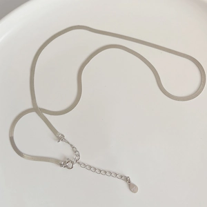 Minimalist S925 sterling silver snake bone chain necklace with adjustable lobster clasp