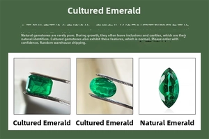 Close-up of emerald cut lab-grown gemstones showing natural-style internal inclusions