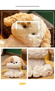 Gros plan sur la texture bouclée et le visage mignon d'un chiot en peluche pour enfants