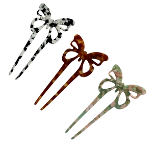 Elegant butterfly acetate hair pins in tortoiseshell and marble patterns for women