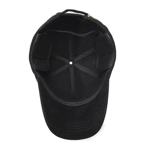 Winter thermal wool baseball cap for men with earflaps and adjustable metal buckle strap