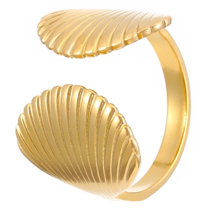 Brazalete ajustable de concha marina con acabado dorado pulido para estilo oceánico
