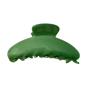 French minimalist green acetate hair claw clip for women in a large shark clip style