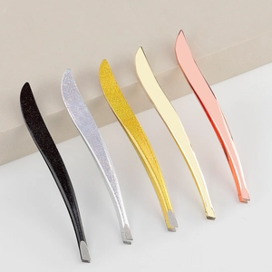 Set di 5 pinzette per sopracciglia in acciaio inox con finiture glitterate e opache