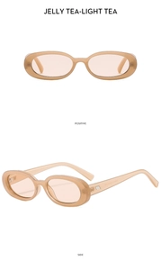 Detail view showing jelly tea oval sunglasses frame with metallic temple accents
