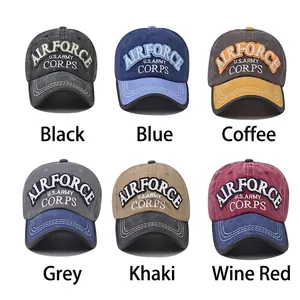 Vintage embroidered cotton baseball caps in six colors including khaki and navy