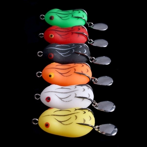 Bionic Frog Fishing Lure Rotating Sequins Soft Bait Double Hooks Realistic Surface Lure For Bass Snakehead Freshwater Salterwater Fishing Accessories